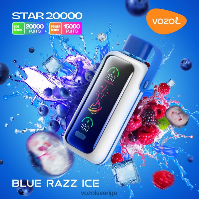 VOZOL STAR 20 000 blå razz is DLXTZ64 - VOZOL Smaker