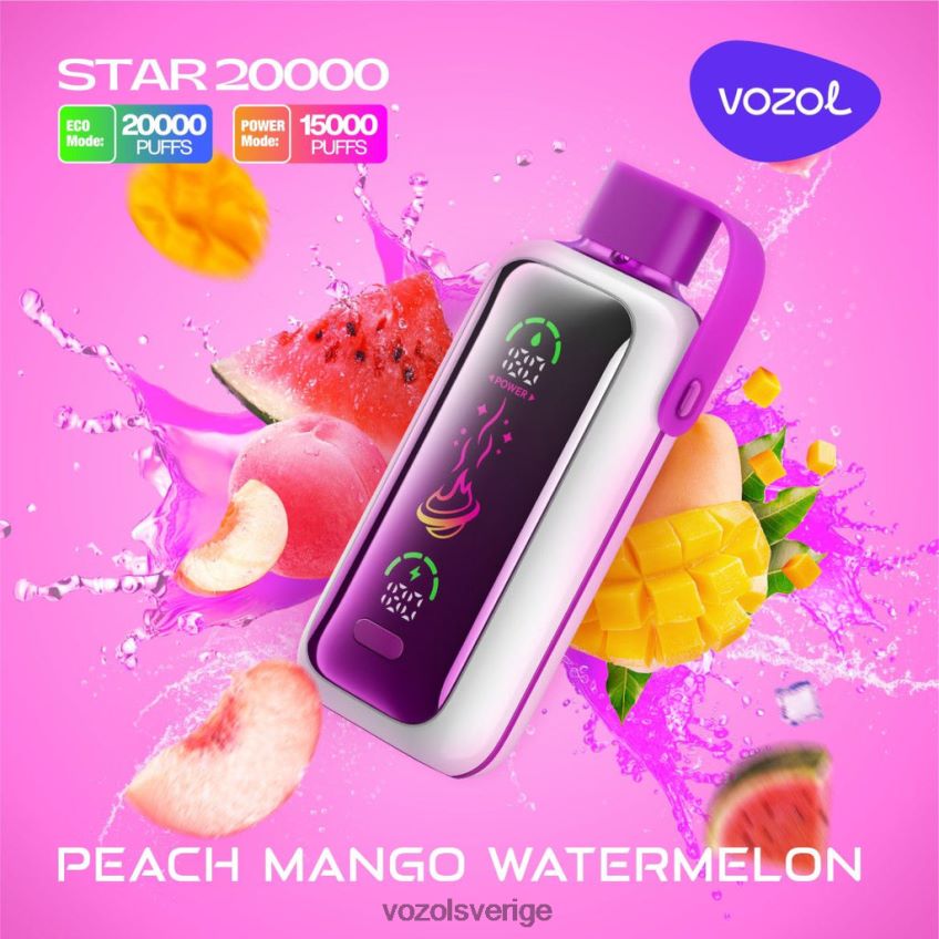 VOZOL STAR 20 000 persika mango vattenmelon DLXTZ616 - VOZOL Vape Store